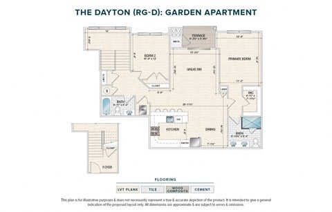 Floor plan for 2 beds, 2 baths, 1368 sqft